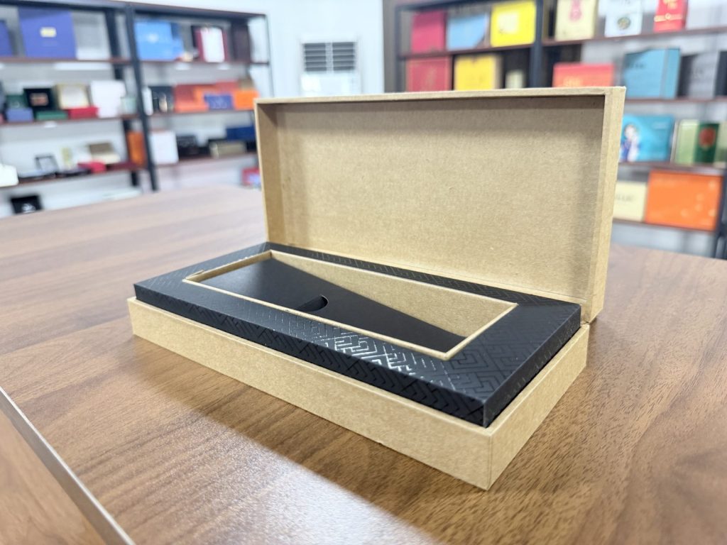 Elegant Beige Gift Box With Black Foam Insert For Premium Presentation - view