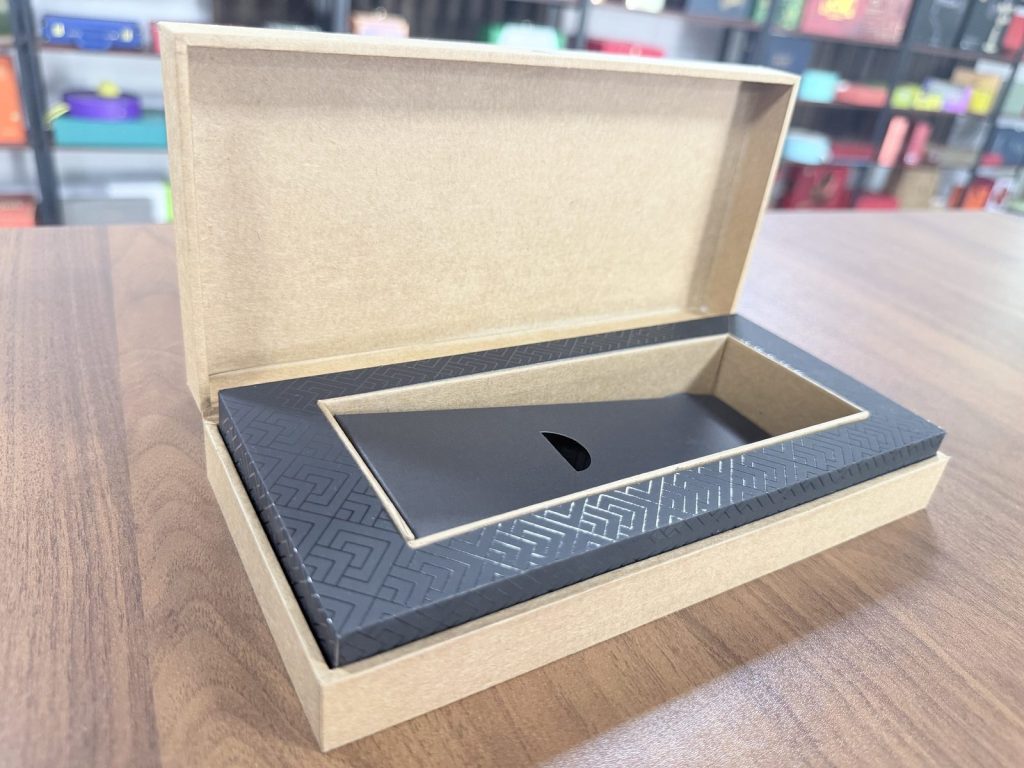 Elegant Beige Gift Box With Black Foam Insert For Premium Presentation - view