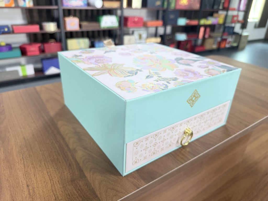 Luxury Yellow Hard Gift Box With Printed Red Label And Gold Accents - view