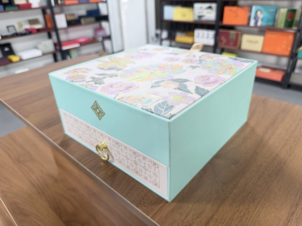Elegant White Wedding Jewelry Gift Box With Gold Interior And Ribbon