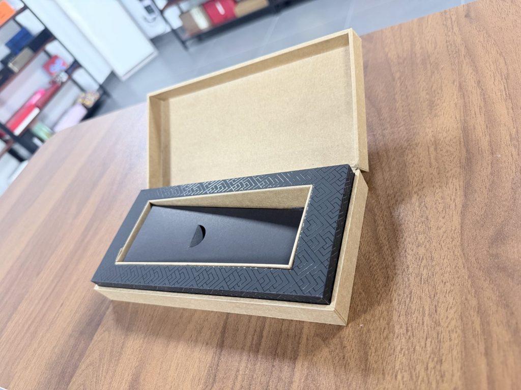 Elegant Beige Gift Box With Black Foam Insert For Premium Presentation - view